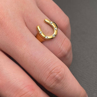 Inlaid Horseshoe Gold Ring