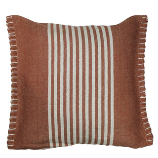 Rustic Striped Pillow - Rust
