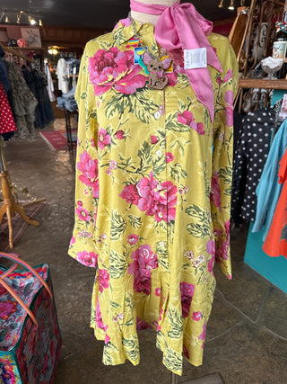 Roses Pleated Shirt Dress by Ivy Jane