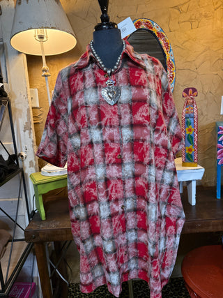 Carmine Check Shift Dress