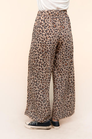 Leopard Print Taupe Black Side Pocket Pants