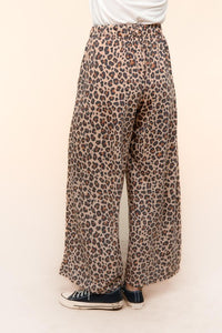 Leopard Print Taupe Black Side Pocket Pants
