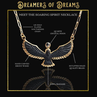 Soaring Spirit Bird Necklace| Ebony | Eagle Hawk Phoenix