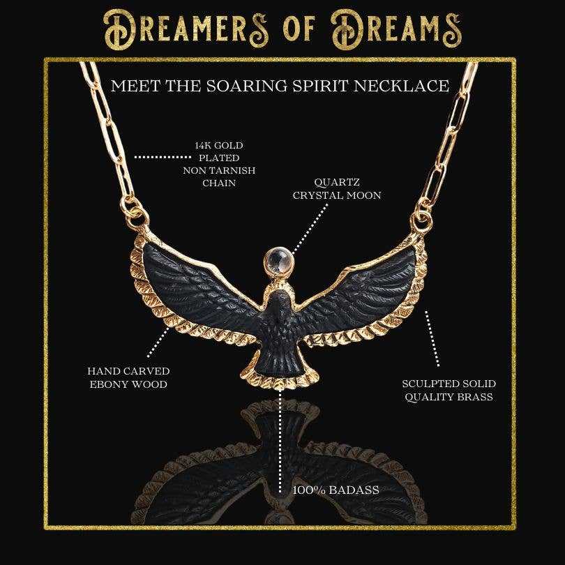 Soaring Spirit Bird Necklace| Ebony | Eagle Hawk Phoenix
