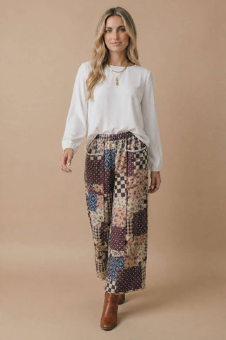 Patchwork Floral French Terry Pants