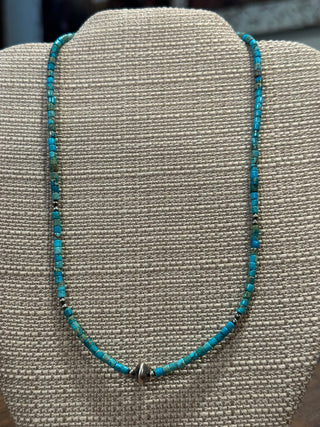 Turquoise Heshi Necklace with Saucer Navajo Pearl