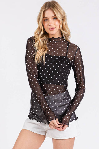 Raven Polka Mesh Top