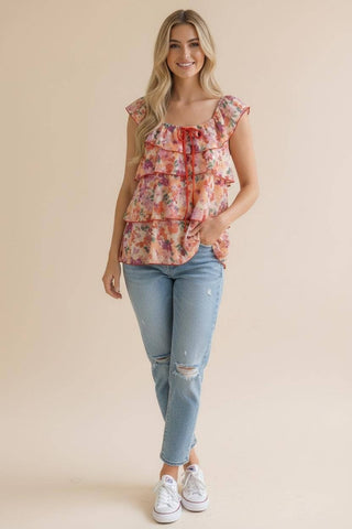 Peach Blossom Ruffle Blouse