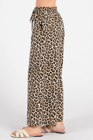 Leopard Print Wide Leg Pants
