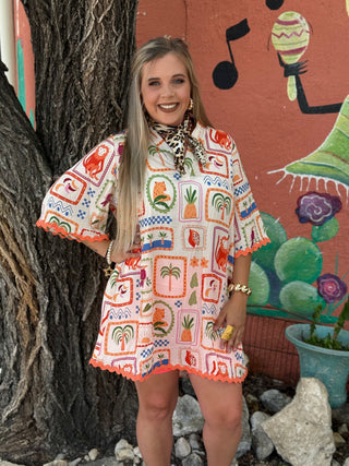 Blanche Abstract Print Dress