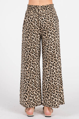 Leopard Print Wide Leg Pants