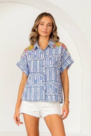 Azure Mosaic Shirt Top