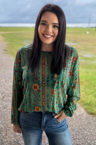 Desert Sage Western Mesh Top