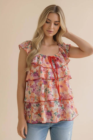 Peach Blossom Ruffle Blouse