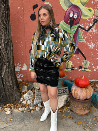 Studded Suede Mini Skirt by Vocal