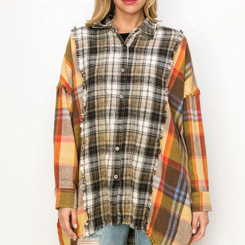 Peyton Destroyed Plaid Long Shirt