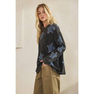 Moonfall Star Denim Pullover