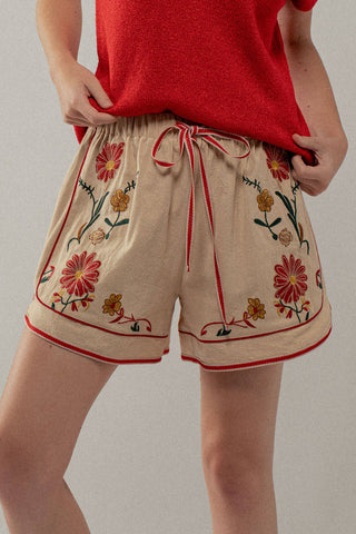 Daisy Embroidered Floral Shorts