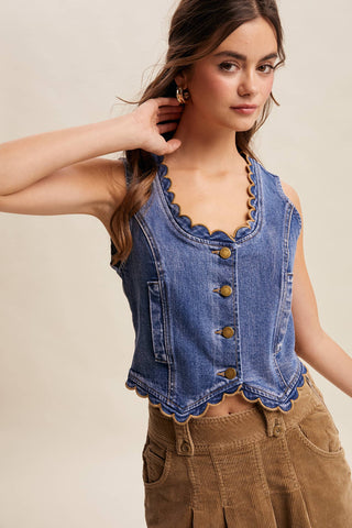 Scallop Savannah Denim Vest