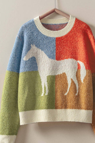 Sunset Horse Intarsia Wool-Blend Sweater