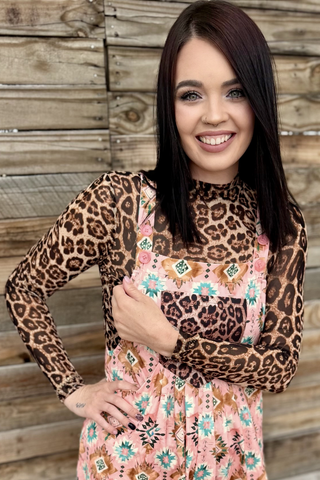 Hear Me Roar Leopard Mesh Top