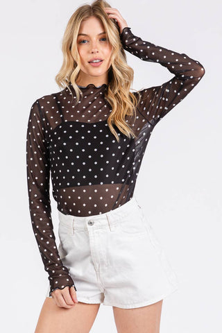 Raven Polka Mesh Top
