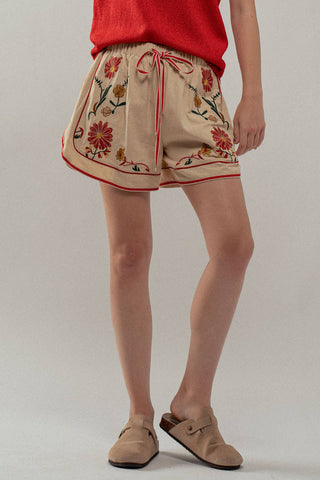 Daisy Embroidered Floral Shorts