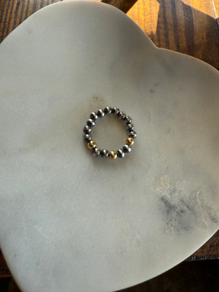 Stretchy Navajo Pearl Ring with Gold Filled Beads