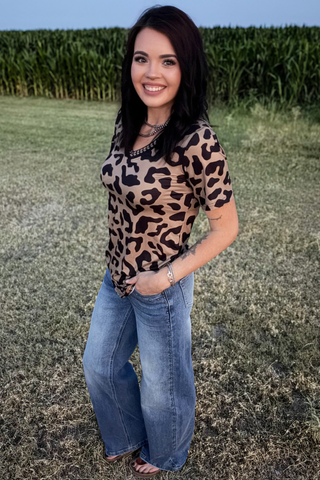 Buckstitch Leopard Top