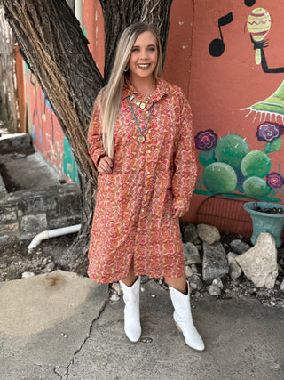 Peach Floral Meadow Strolls Duster by Jaded Gypsy