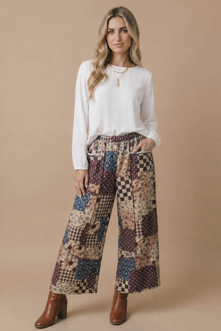Patchwork Floral French Terry Pants