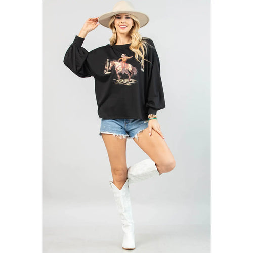 Gina Western Cowboy Graphic Sweatshirt