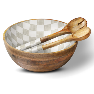 Neutral Check 12" Decorative Bowl