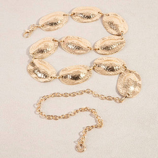 Hammered Metallic Oval Chain Belt