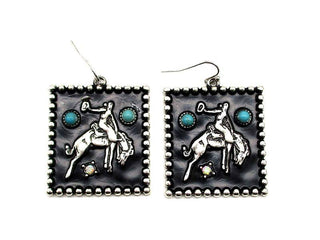 Western Bronc Rider Cowboy Earrings