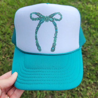 Turquoise Bow Trucker Hat