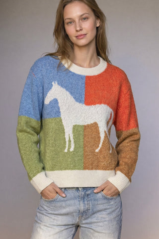 Sunset Horse Intarsia Wool-Blend Sweater