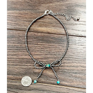 Bow Navajo Bead & Gemstone Necklace