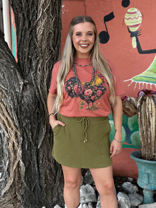 Olive Drift Ribbed Skort