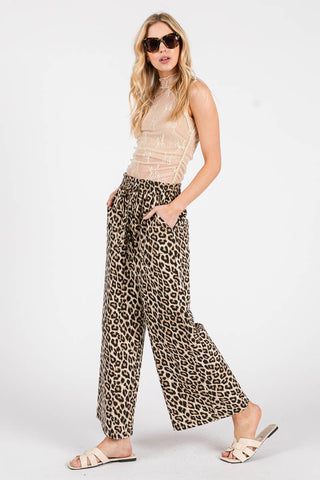 Leopard Print Wide Leg Pants