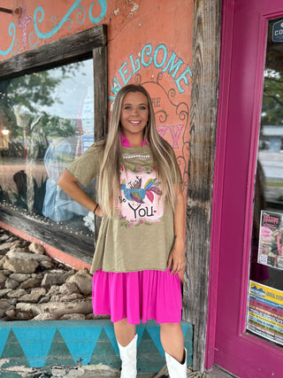 Just Be You Olive Tattered Tee