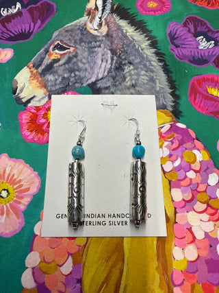 Stamped Barrel Bead Earring