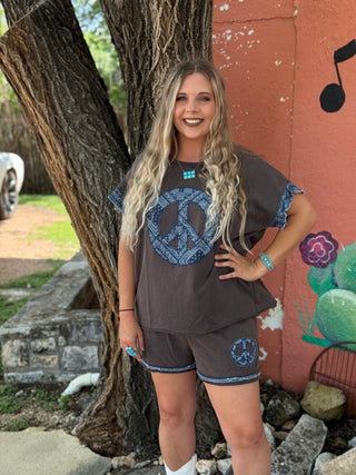 Cate Mineral Washed Peace Shorts