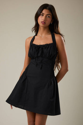 Midnight Lace Halter Dress