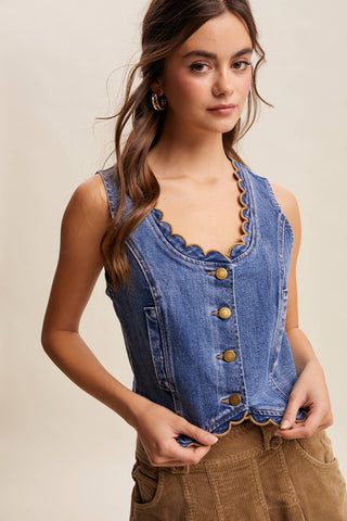 Scallop Savannah Denim Vest
