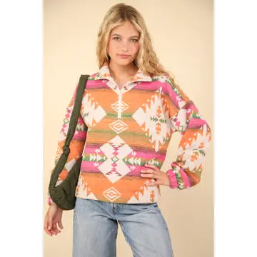 Hadley Aztec Henley Pullover Top