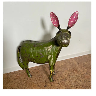 Polka Dot Donkey Recycled Metal Animal