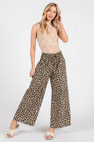 Leopard Print Wide Leg Pants