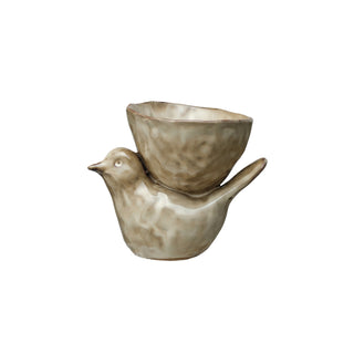 Avian Elegance Cream Stoneware Bowl