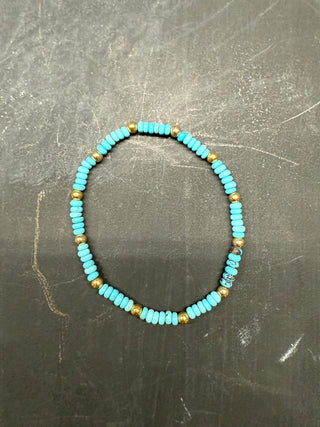 Gold Filled & Turquoise Beaded Stretch Bracelet